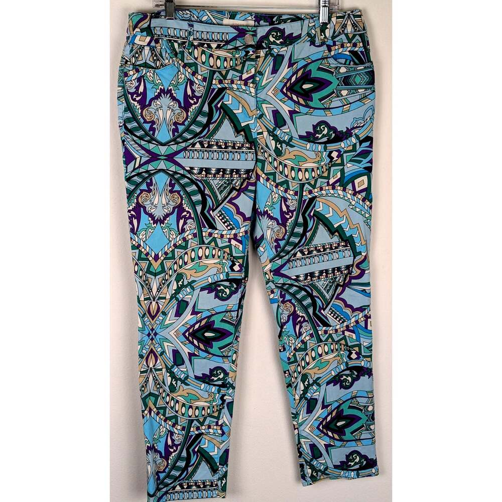 Chicos sz 2(  Medium)Skinny ankle pants Jean style brushed abstract EUC